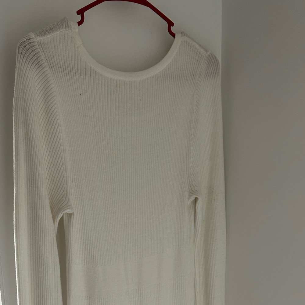 Long sleeve white winter sweater dress